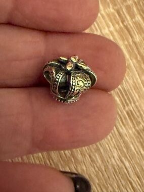 Ornate Silver Crown Charm Bead - Women Jewelry